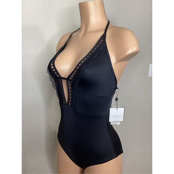 New. Laundry by Shelli Segal Black plunge swimsuit. Small. Retails $149 - Picture 7 of 10